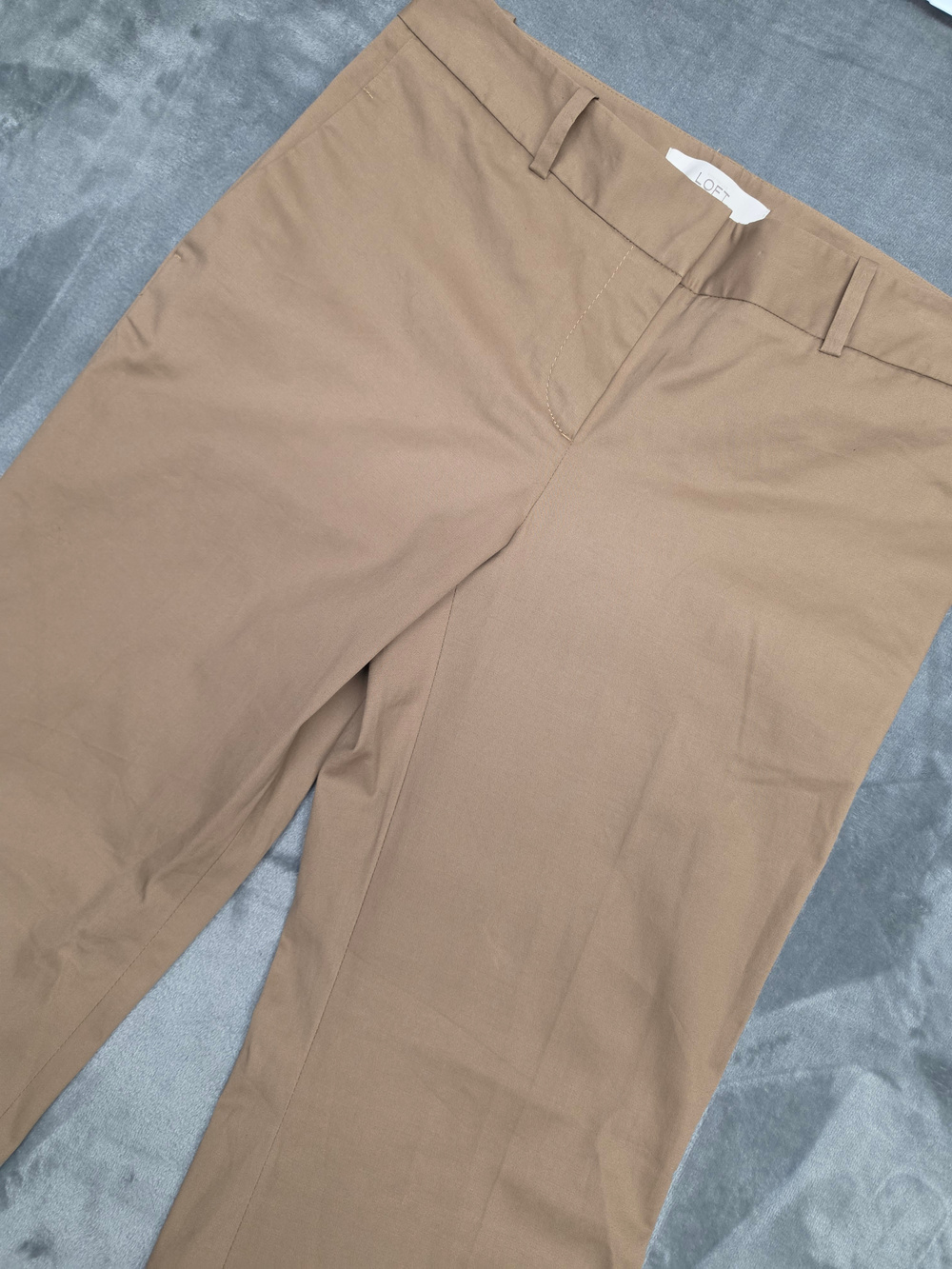 Loft Women Pants Tan Cotton Spandex Flare Leg Size 4